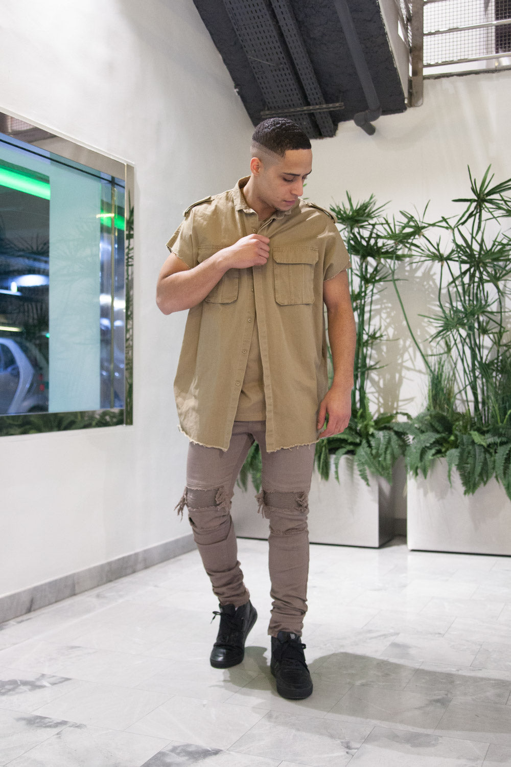 Sixth June - Chemise sans manches Safari beige M2425VSH