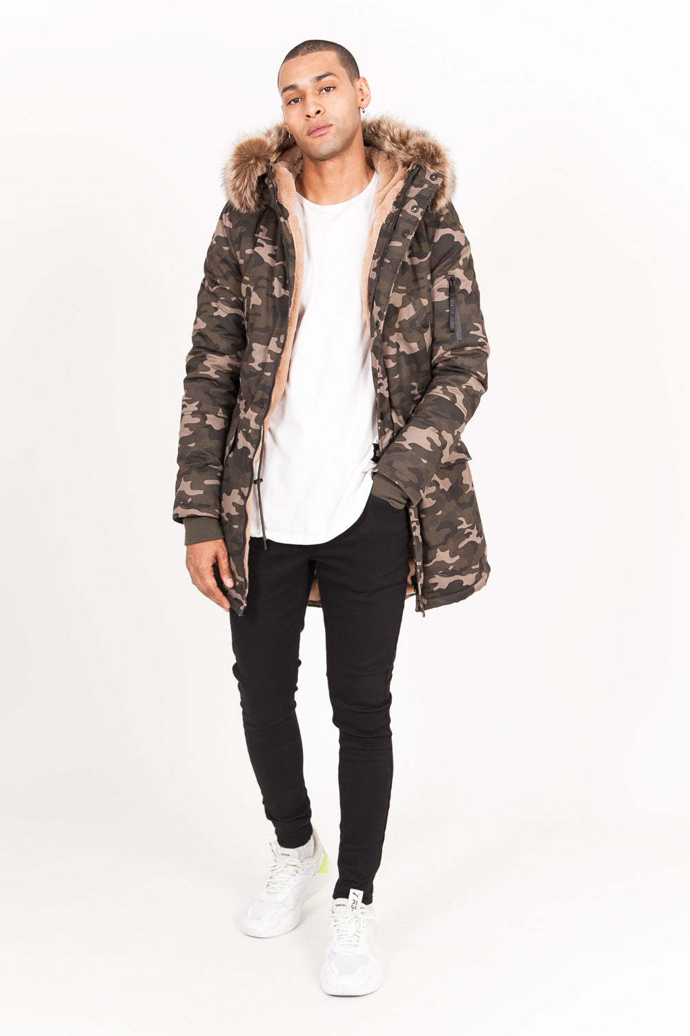 Sixth June - Parka doublure fourrure camouflage beige