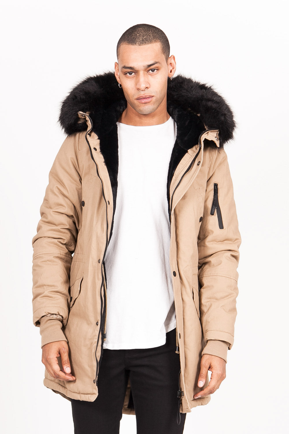 Sixth June - Parka doublure fourrure beige noire