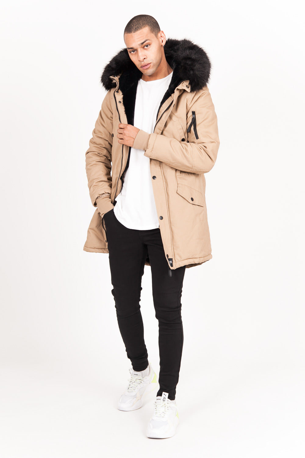 Sixth June - Parka doublure fourrure beige noire