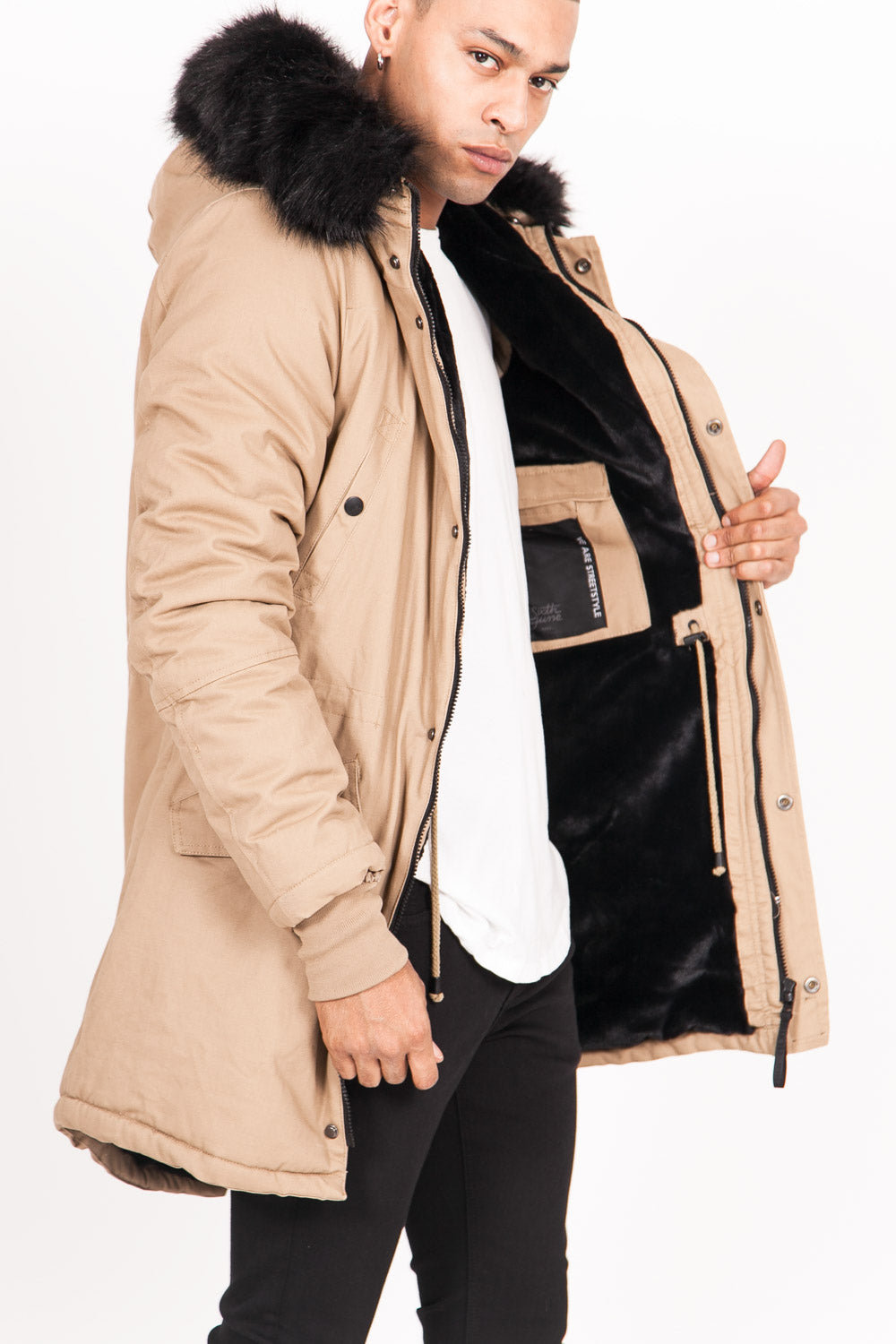Sixth June - Parka doublure fourrure beige noire