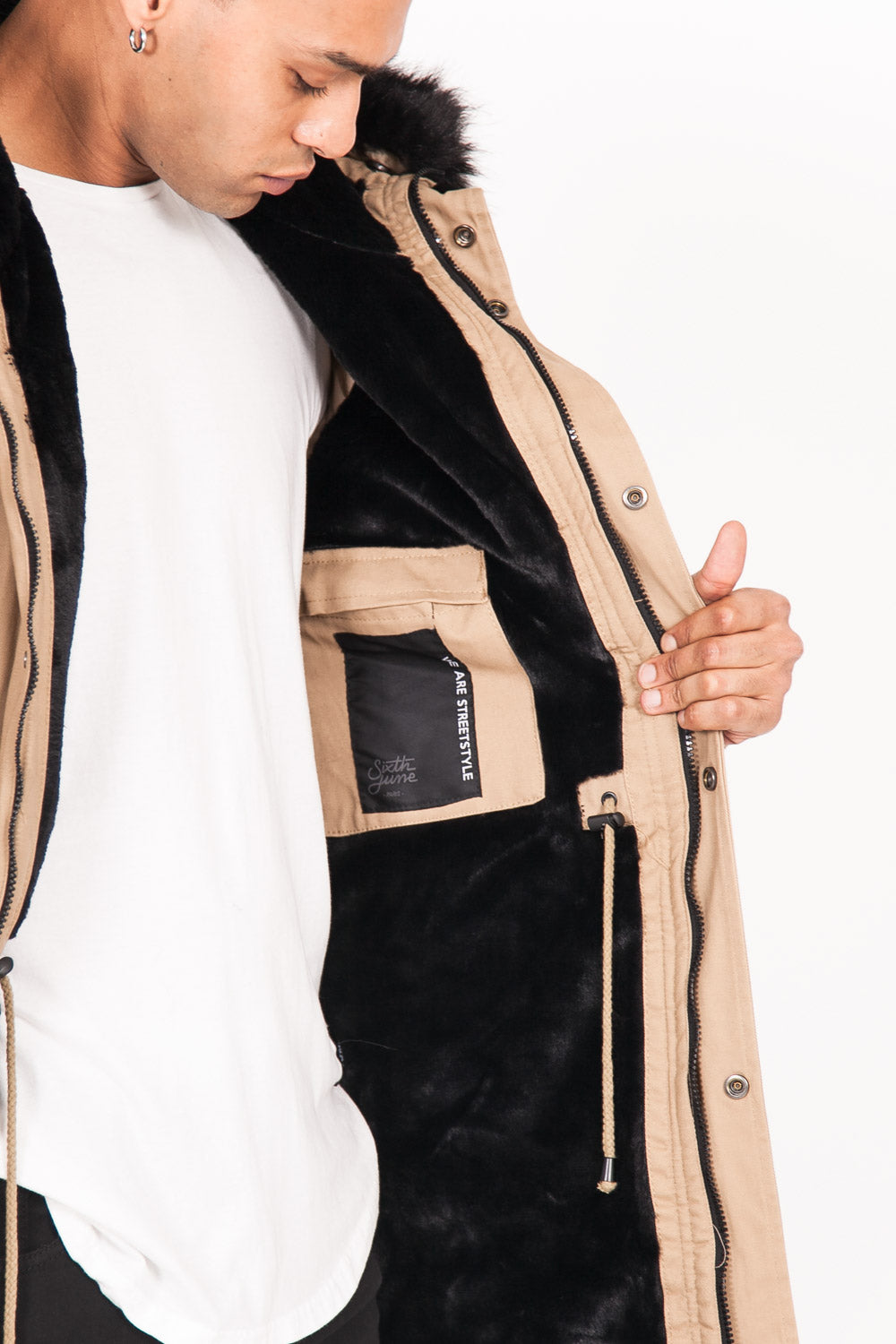 Sixth June - Parka doublure fourrure beige noire