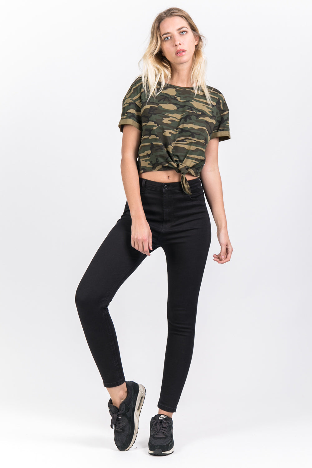 Sixth June - T-shirt à nouer vert camouflage