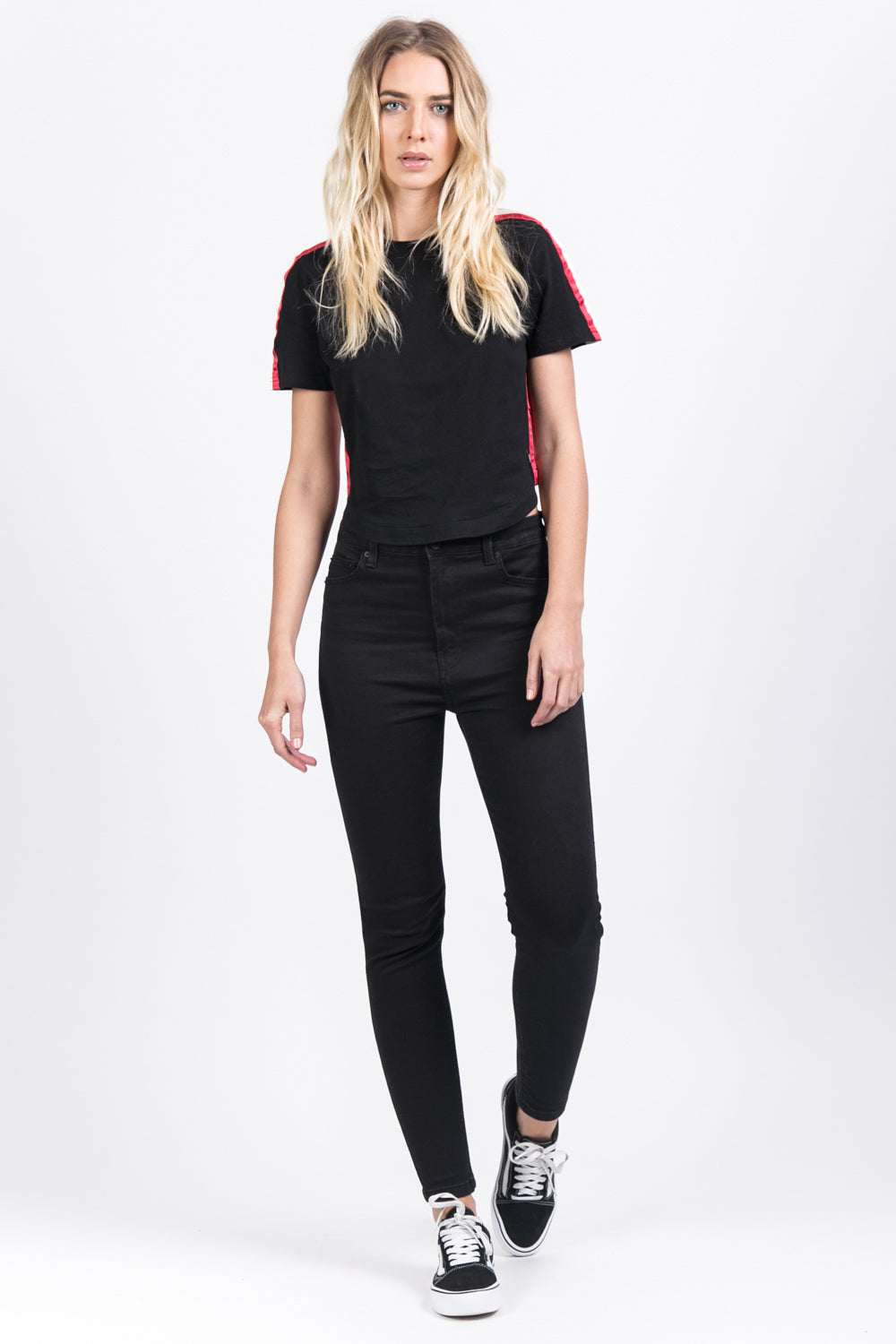 Sixth June - T-shirt bandes bicolores noir