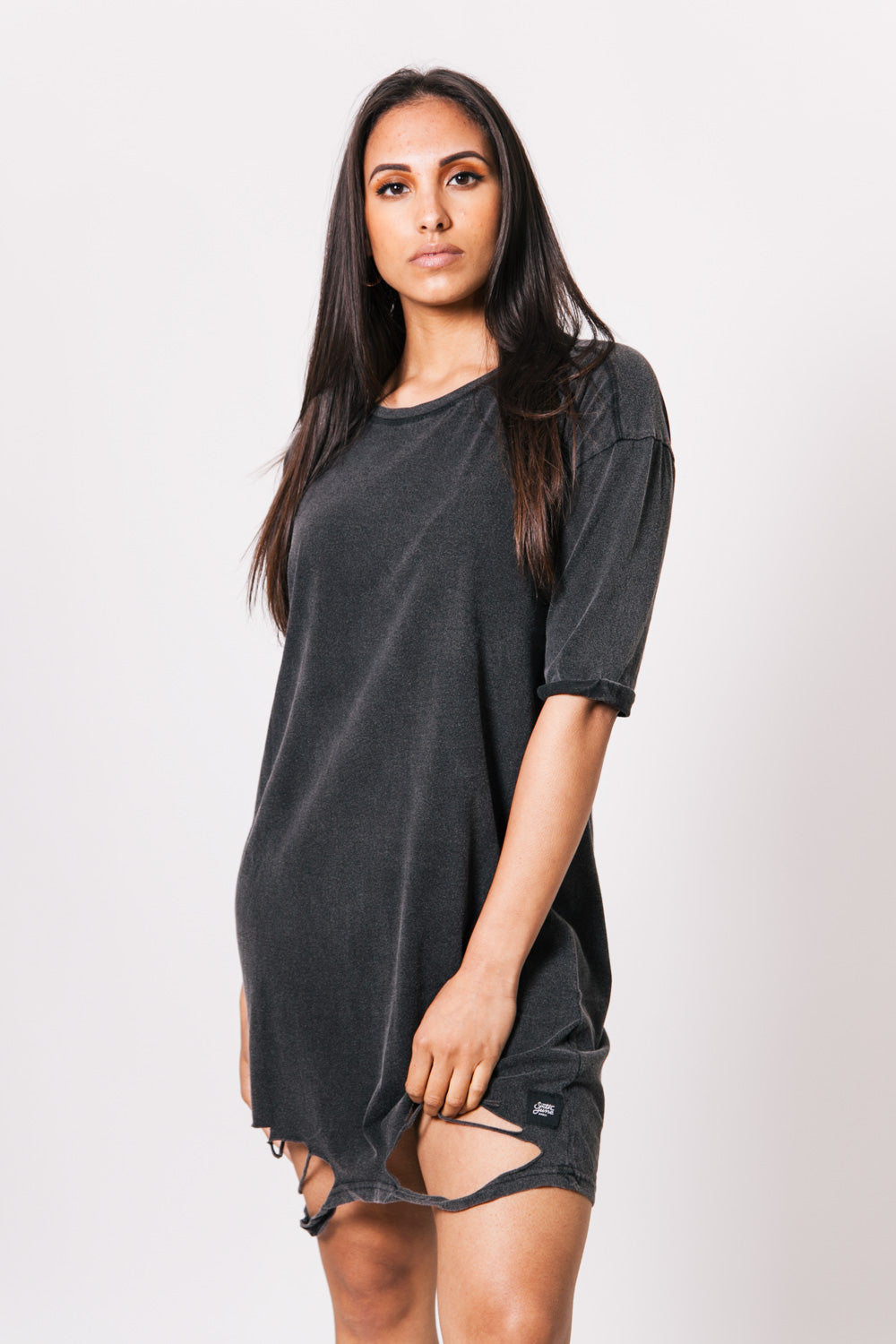 Sixth June - Robe t-shirt déchirée noire W2371VDR