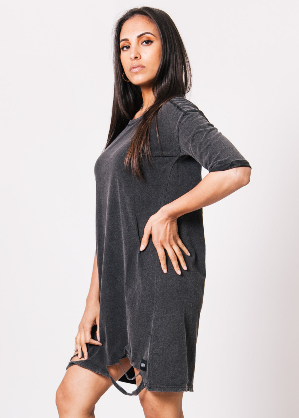 Sixth June - Robe t-shirt déchirée noire W2371VDR