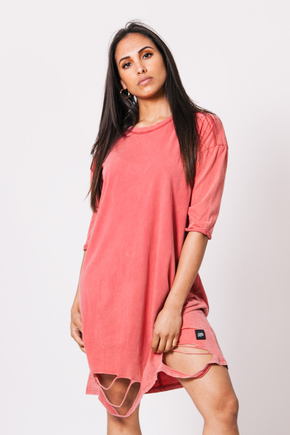 Sixth June - Robe t-shirt déchirée rose foncé