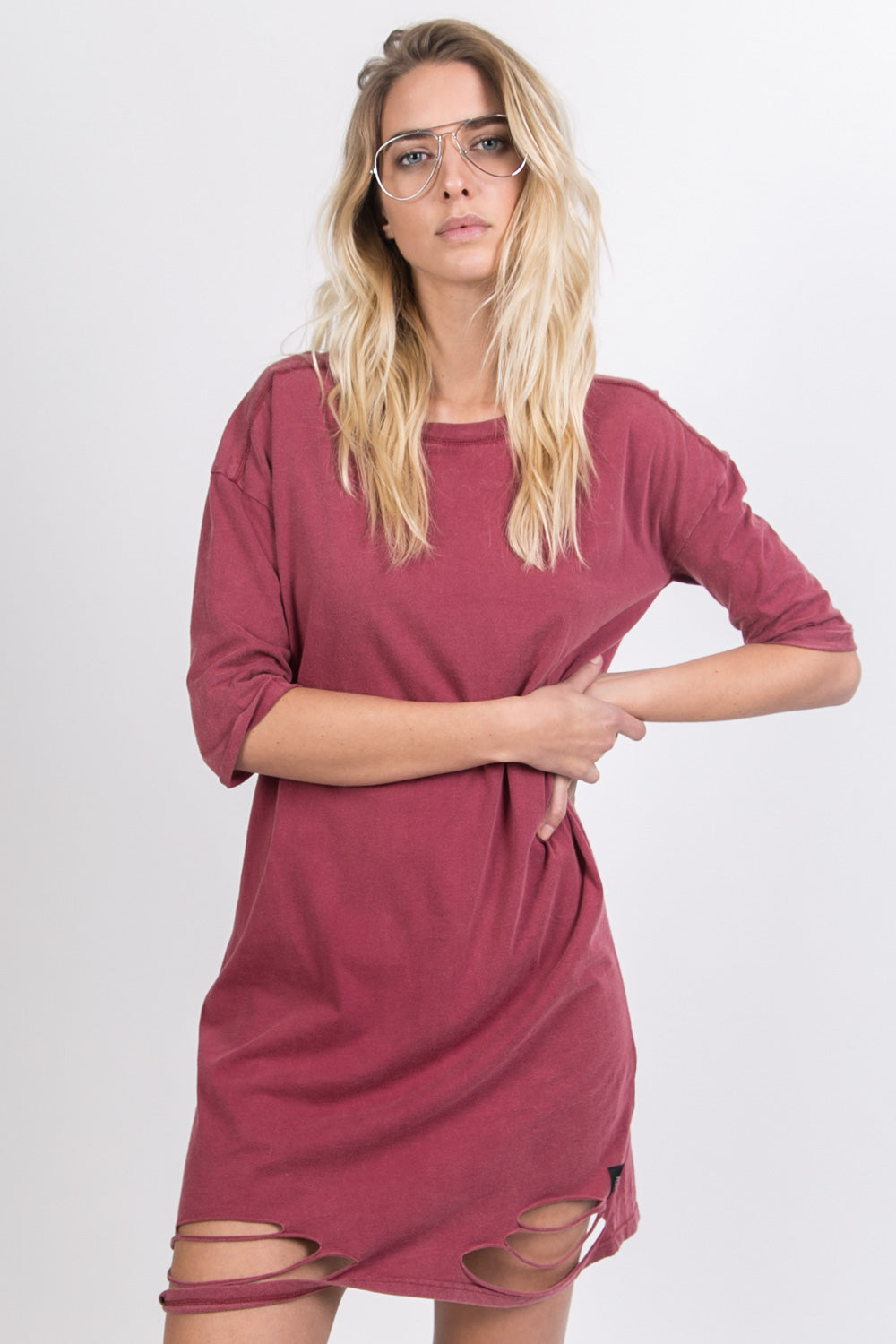 Sixth June - Robe t-shirt destroy bordeaux