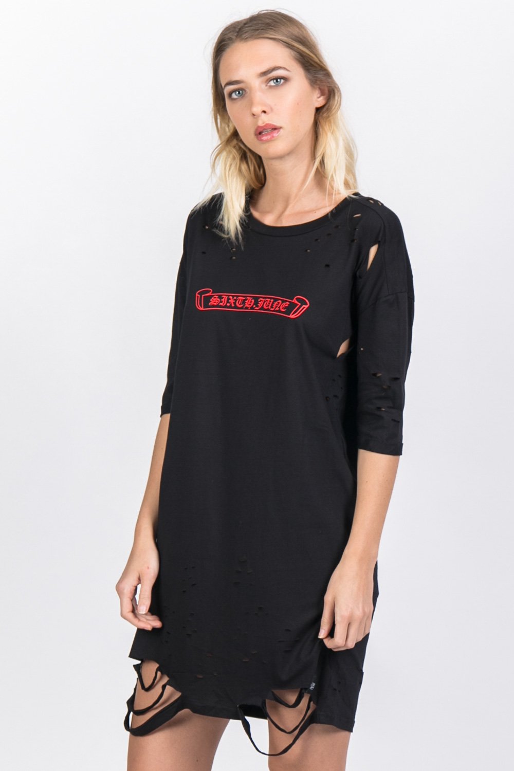 Robe t-shirt destroy logo noir