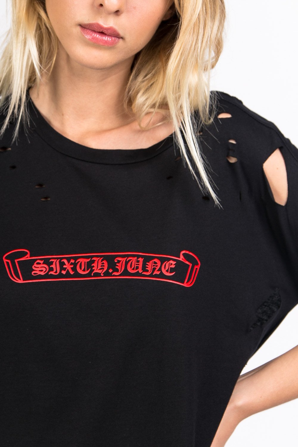 Robe t-shirt destroy logo noir