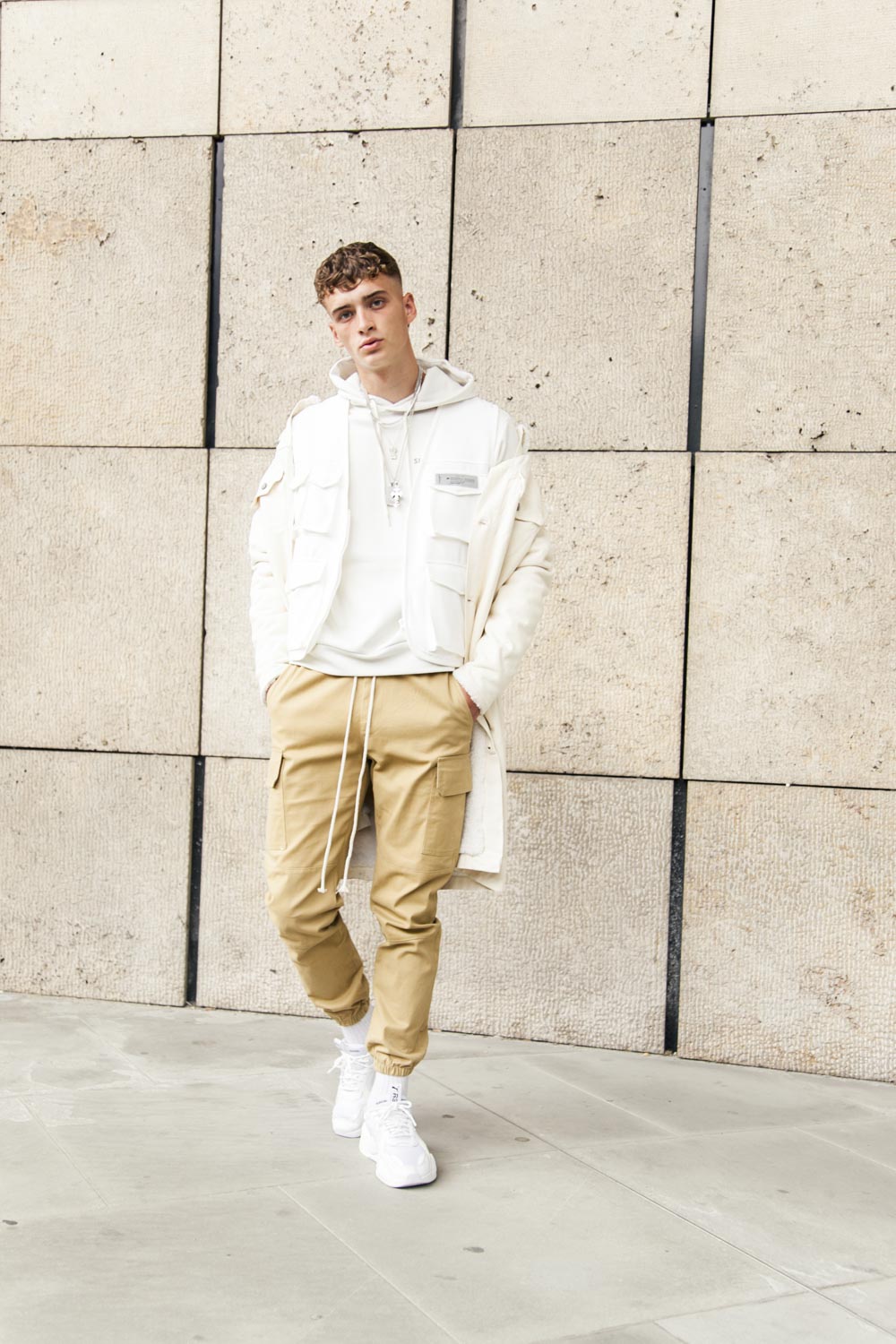 Sixth June - Pantalon cargo cordons beige