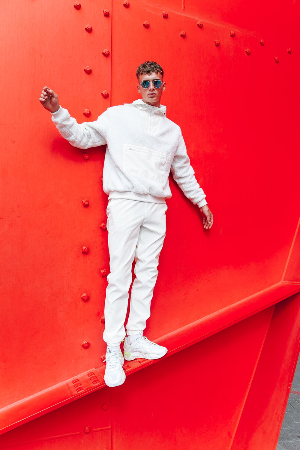 Sixth June - Sweat sherpa poche réfléchissante blanc cassé