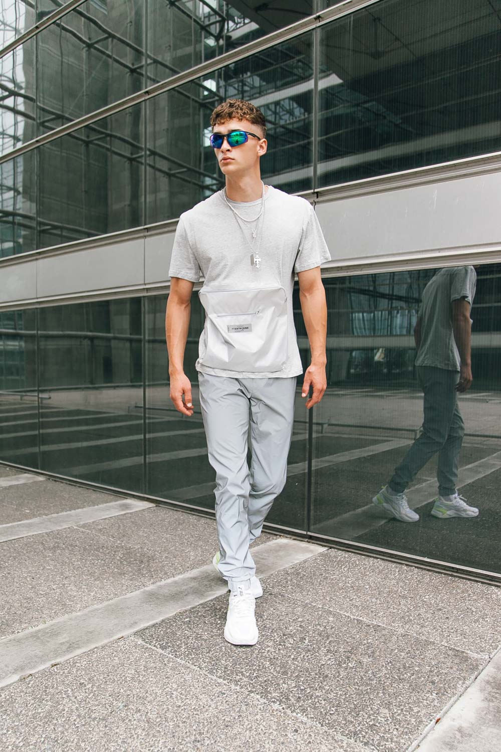 Sixth June - T-shirt réfléchissant grande poche gris