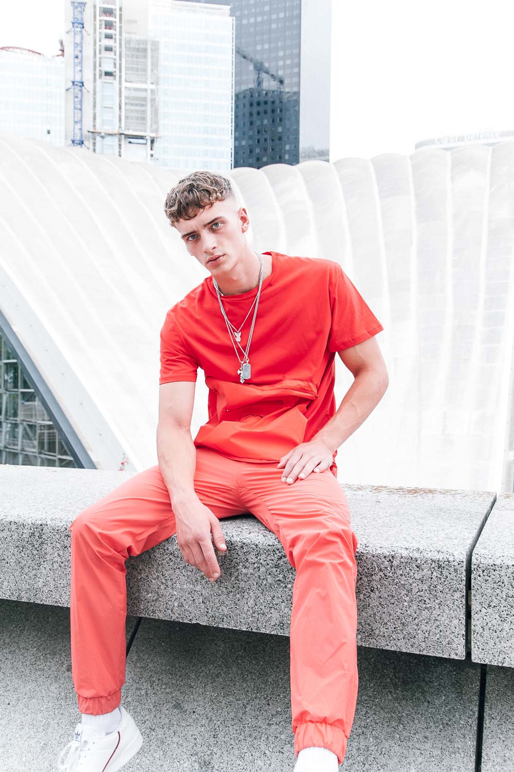 Sixth June - T-shirt réfléchissant grande poche rouge