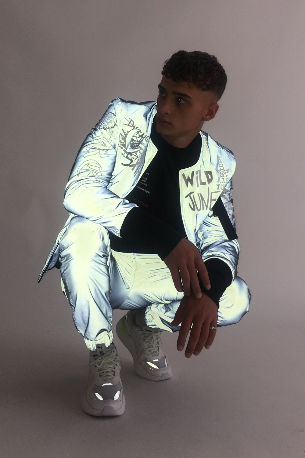 Logo Crew Reflective Bomber Black