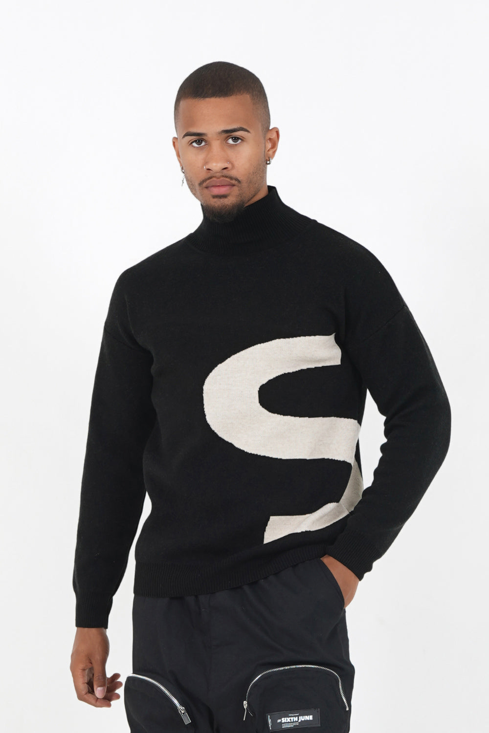 Sixth June - Pull maille logo asymétrique Noir