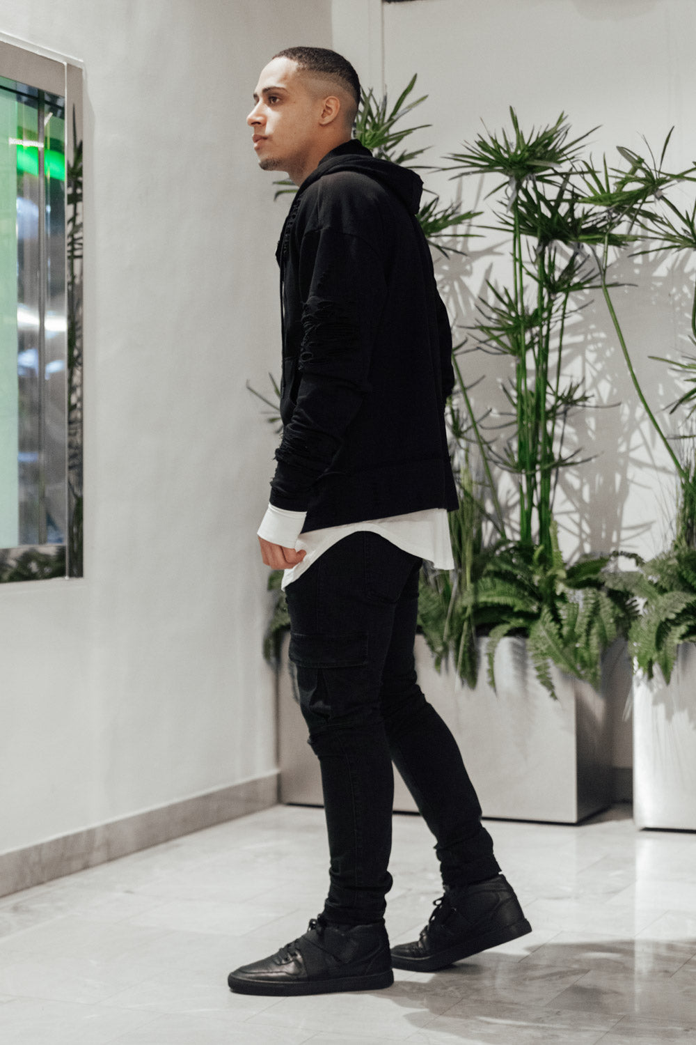 Sixth June - Sweat-shirt biker destroy noir M2414VJA