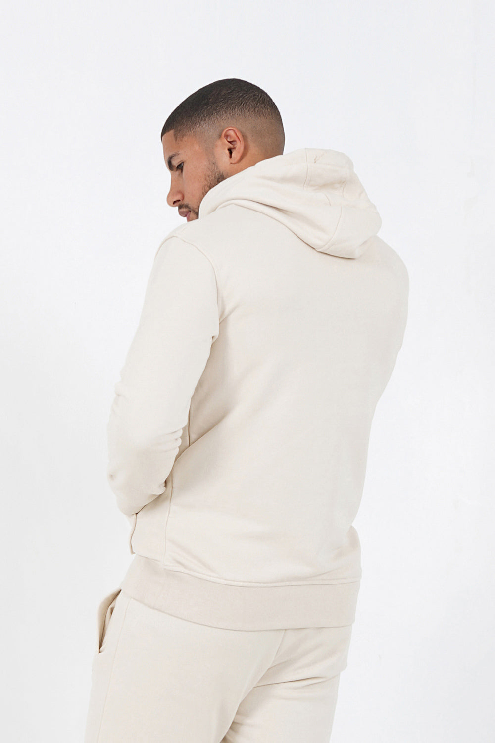 Sixth June - Sweatshirt capuche logo brodé Beige clair