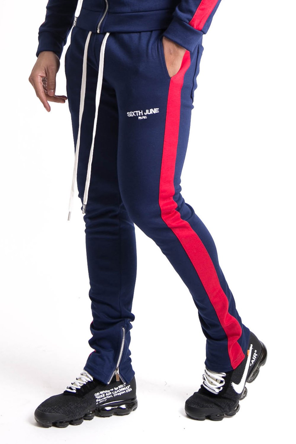 Zips Stripe Joggers Blue Red