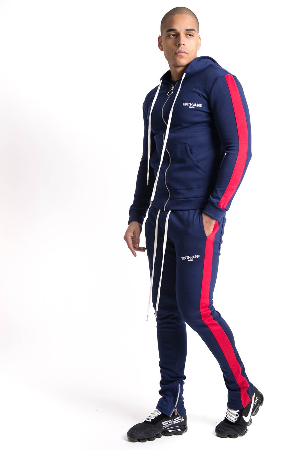Zips Stripe Joggers Blue Red