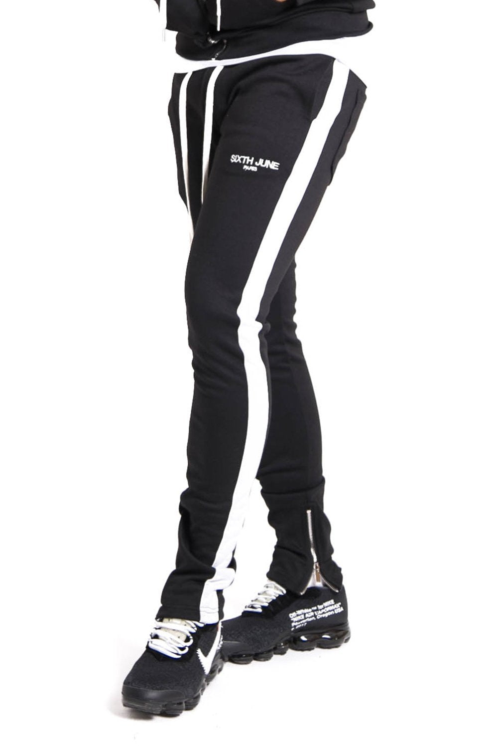 Jogging bandes zips noir blanc