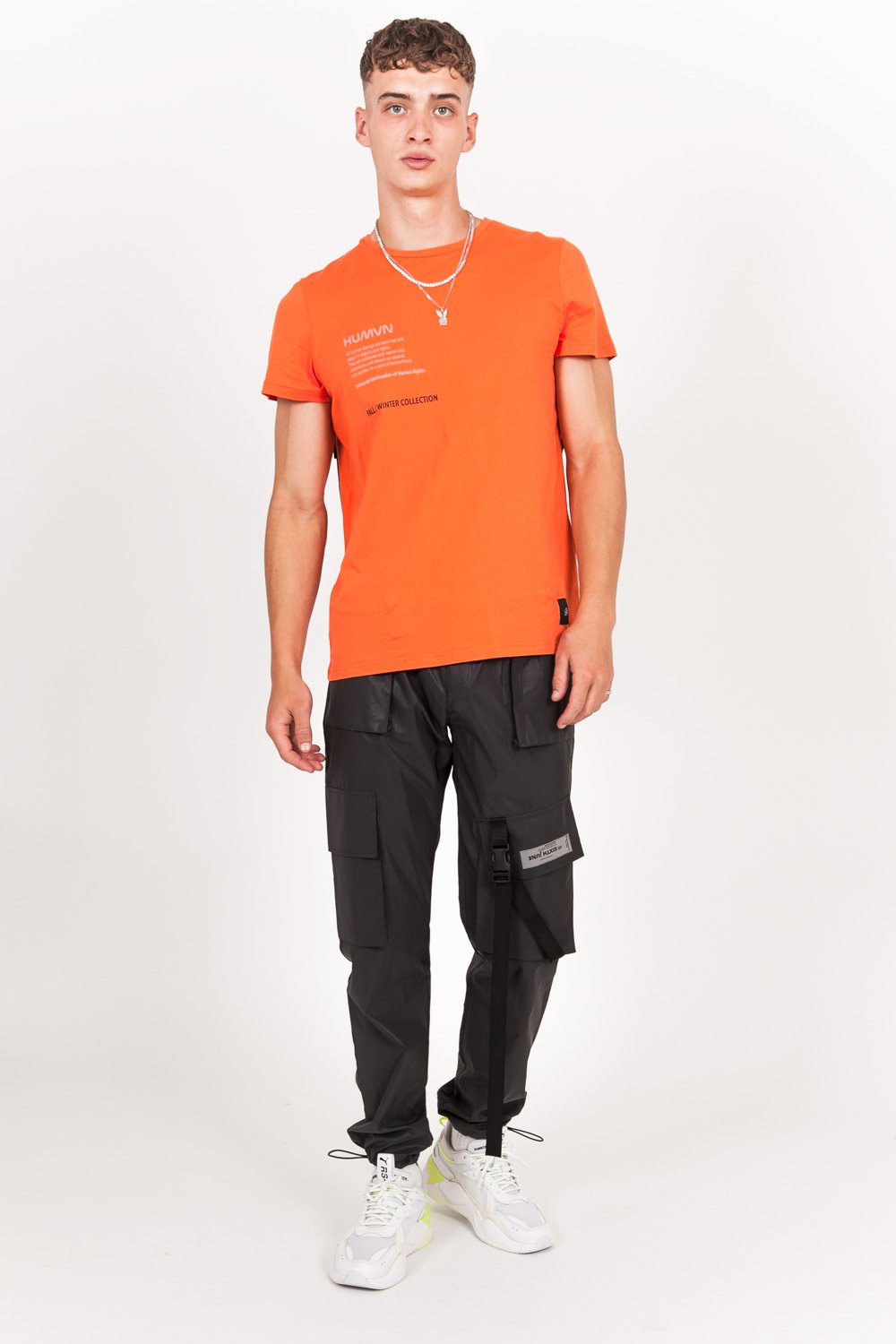 Sixth June - T-shirt poche dos réfléchissant orange