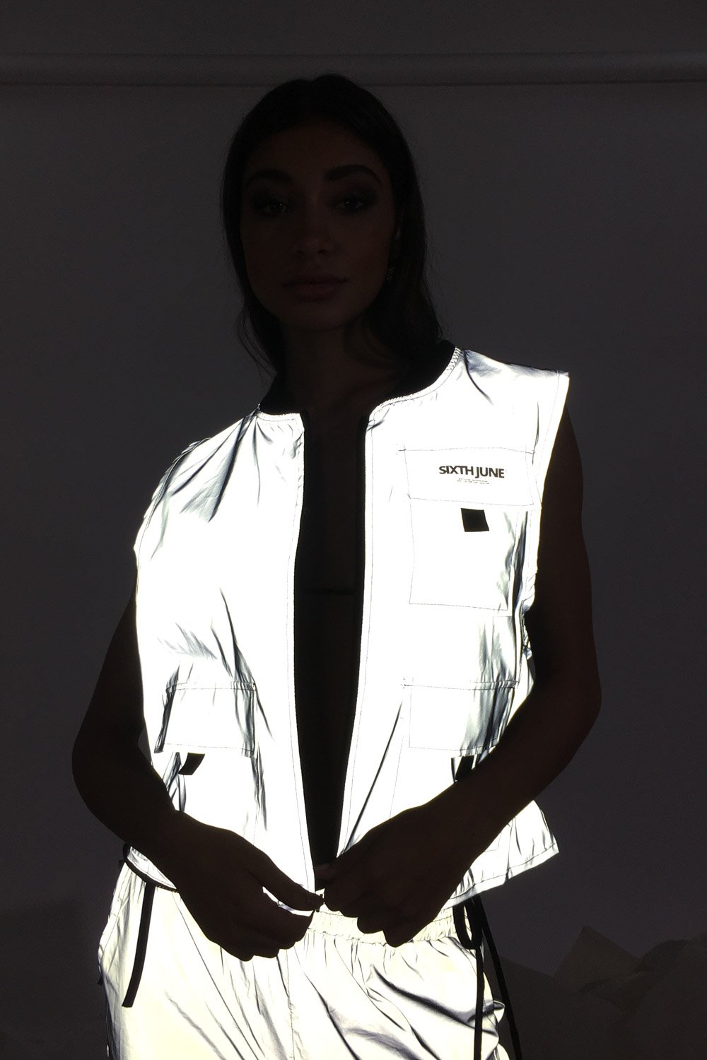 Multiple Pockets Reflective Jacket Grey