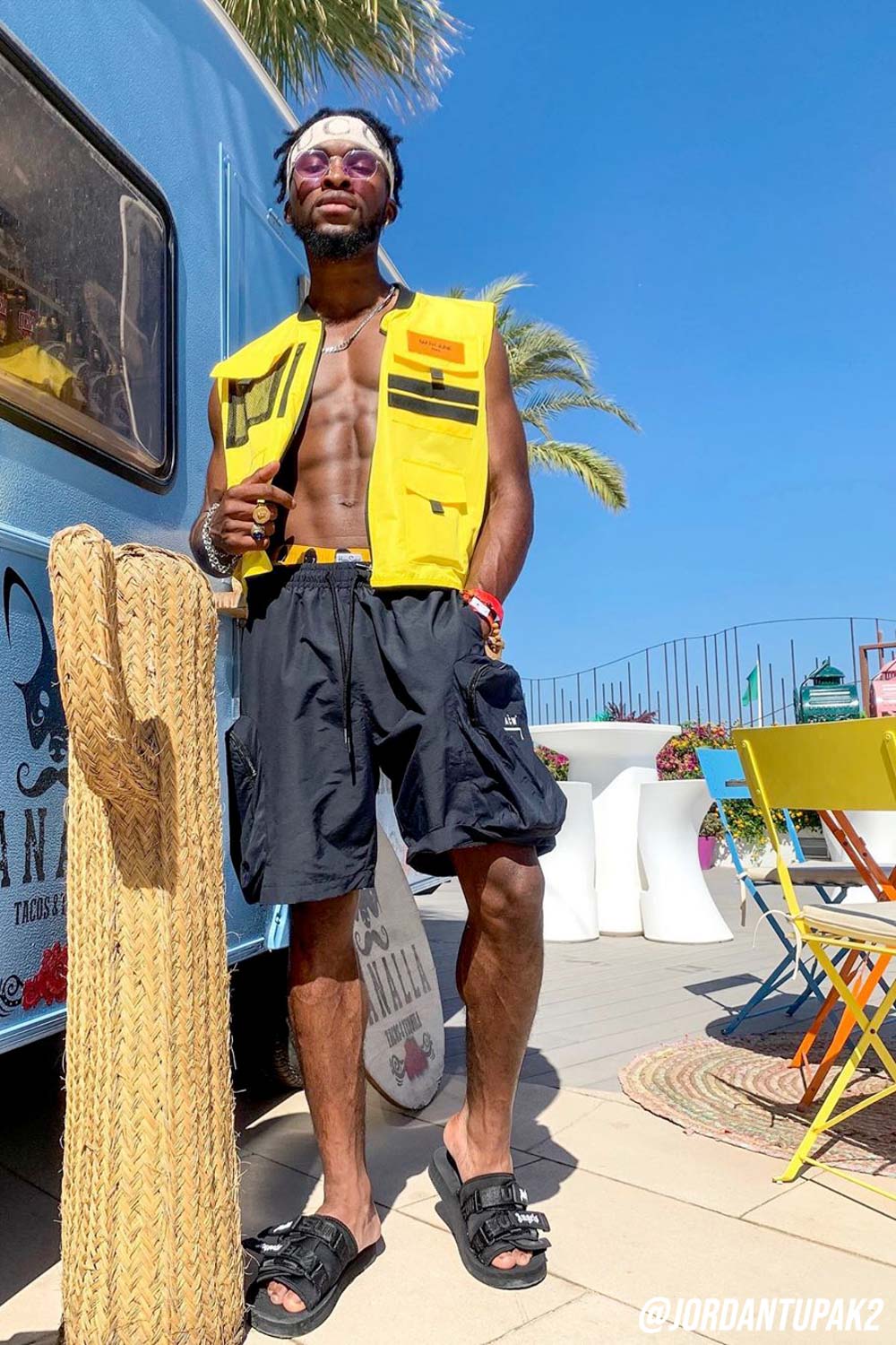 Gilet multipoches court jaune