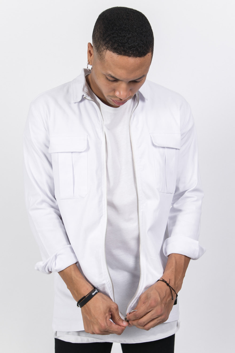 Sixth June - Chemise zippée cargo blanc