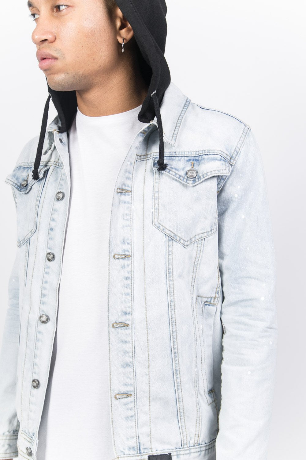 Veste jean capuche bleu