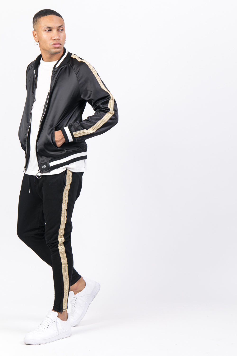 Sixth June - Veste satin bandes noir doré