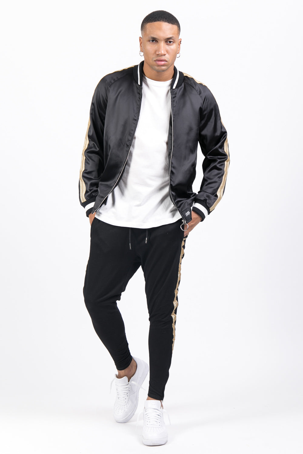 Sixth June - Veste satin bandes noir doré