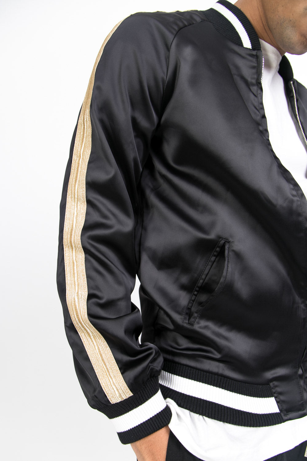 Sixth June - Veste satin bandes noir doré