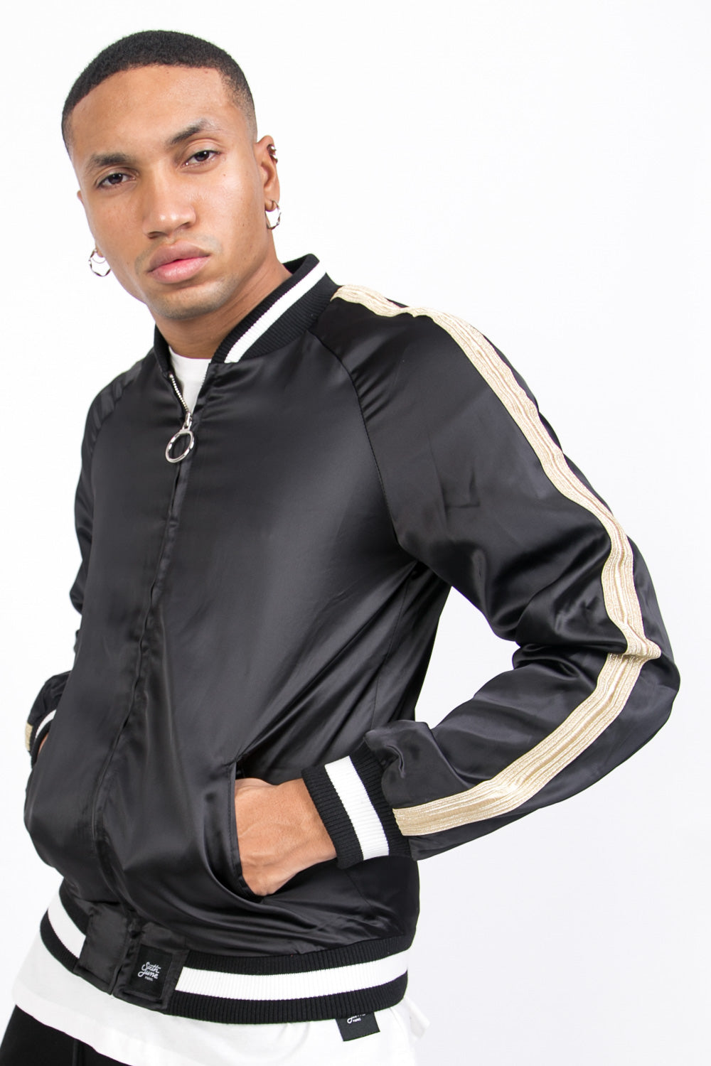 Sixth June - Veste satin bandes noir doré