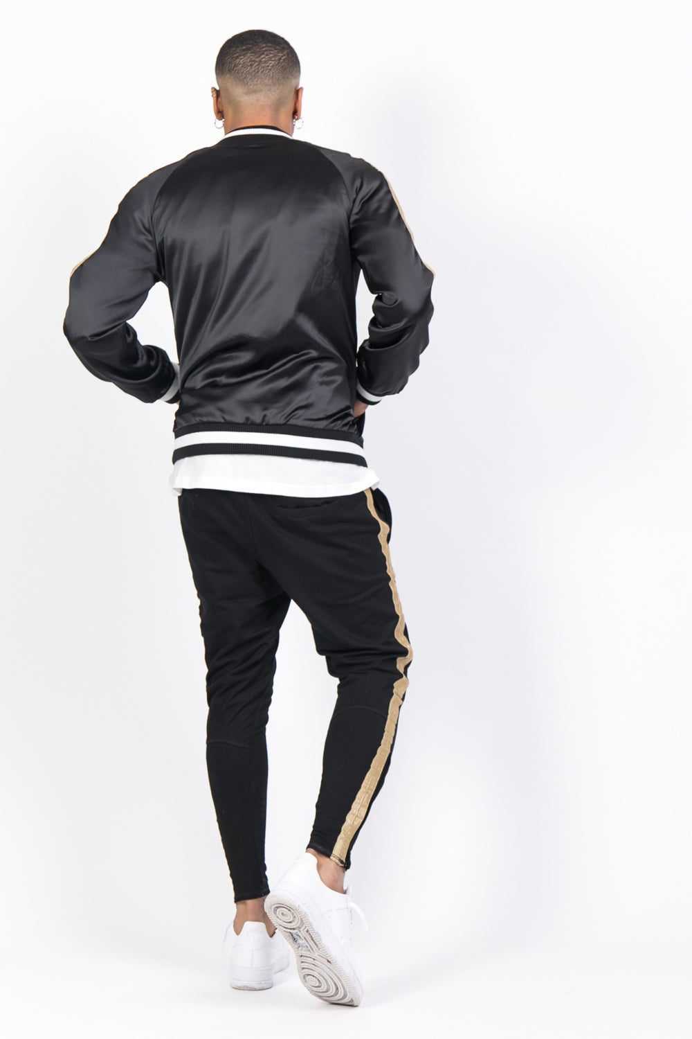 Sixth June - Veste satin bandes noir doré