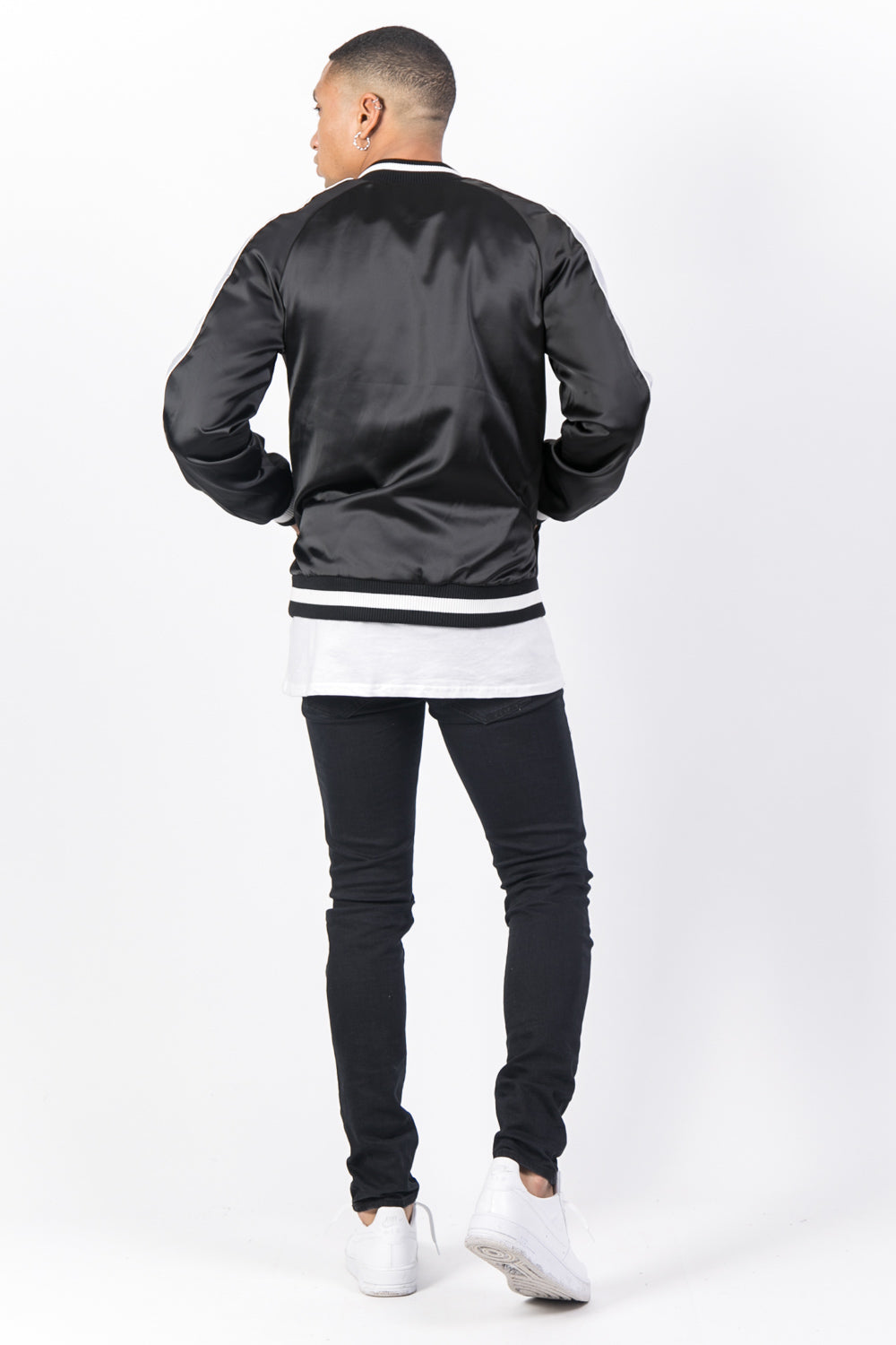 Sixth June - Veste satin bandes noir gris