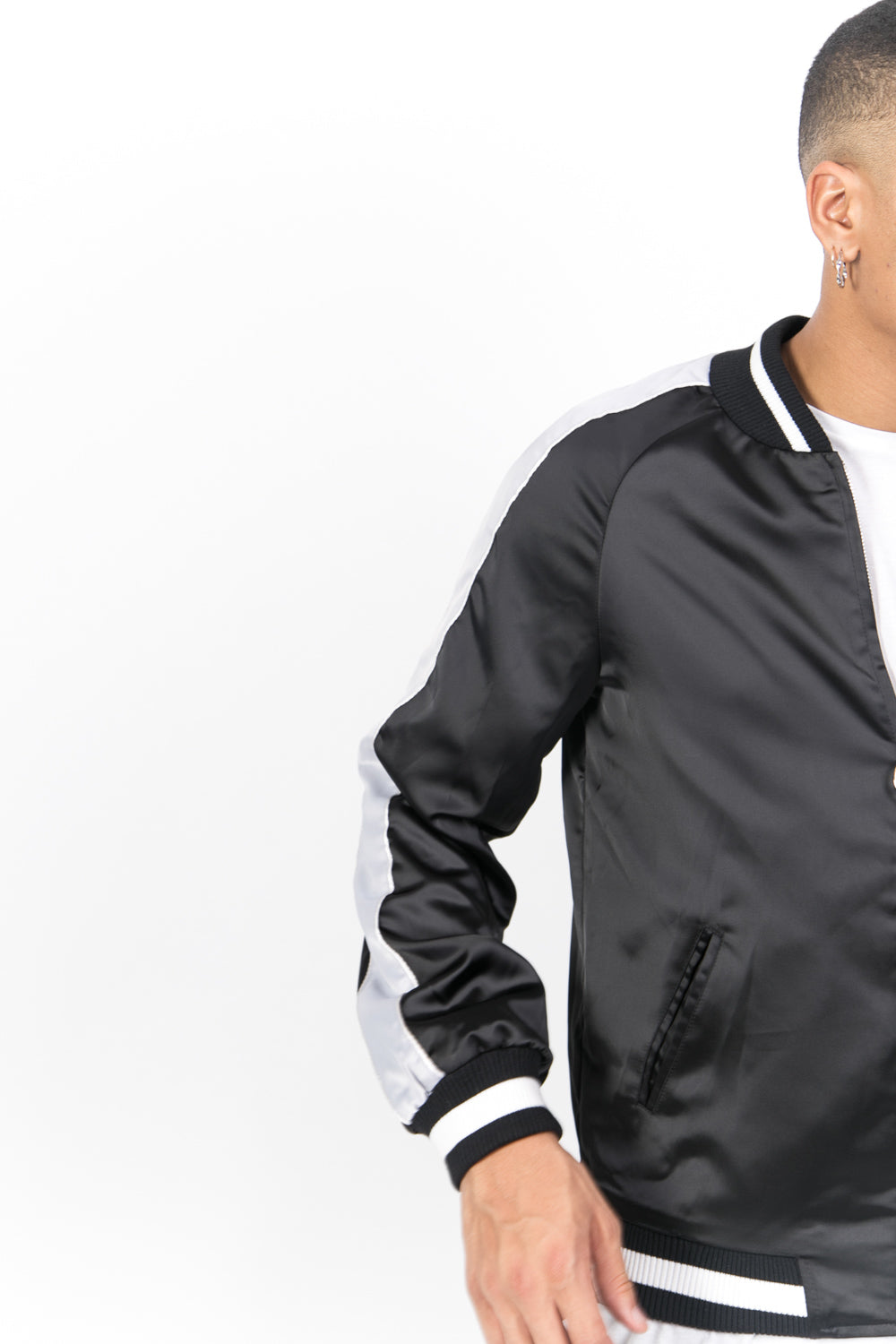 Sixth June - Veste satin bandes noir gris