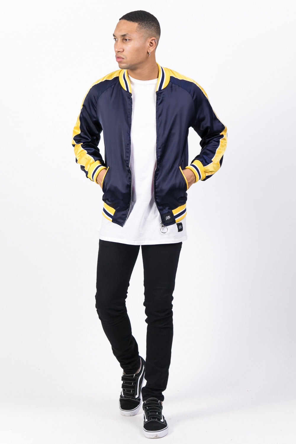 Sixth June - Veste satin bandes bleu jaune