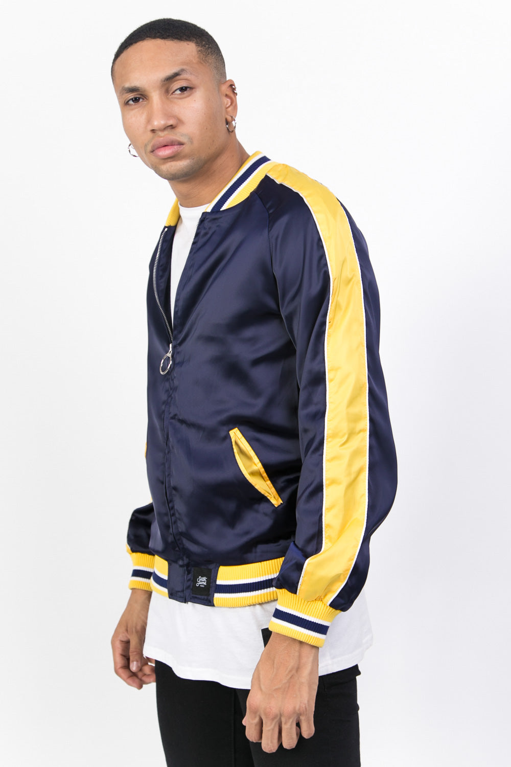 Sixth June - Veste satin bandes bleu jaune