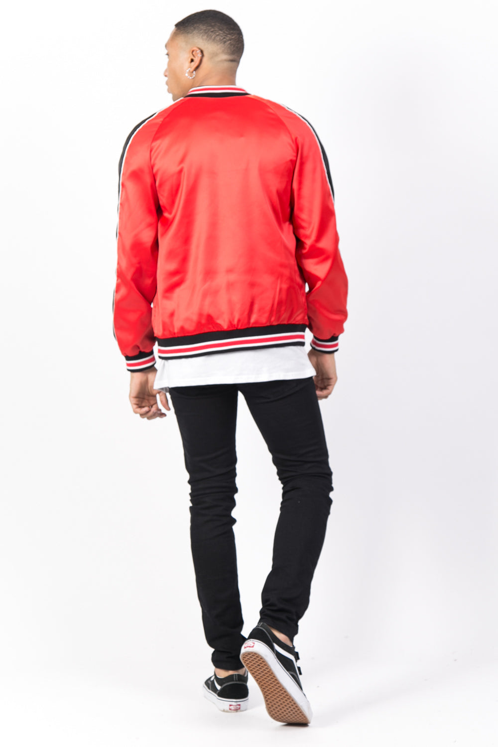 Sixth June - Veste satin bandes rouge noir