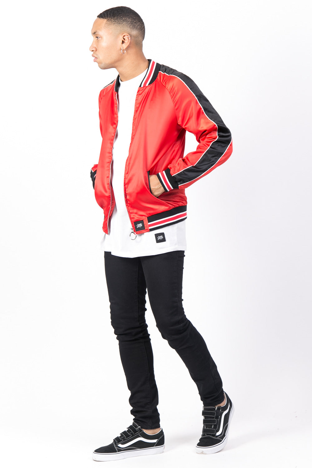 Sixth June - Veste satin bandes rouge noir