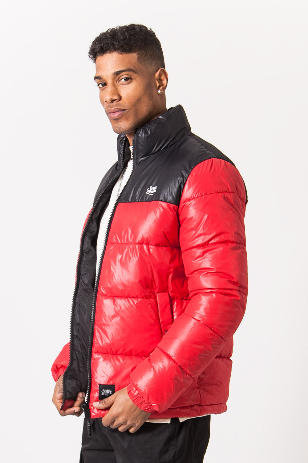 Sixth June - Doudoune brillant bicolore rouge noir