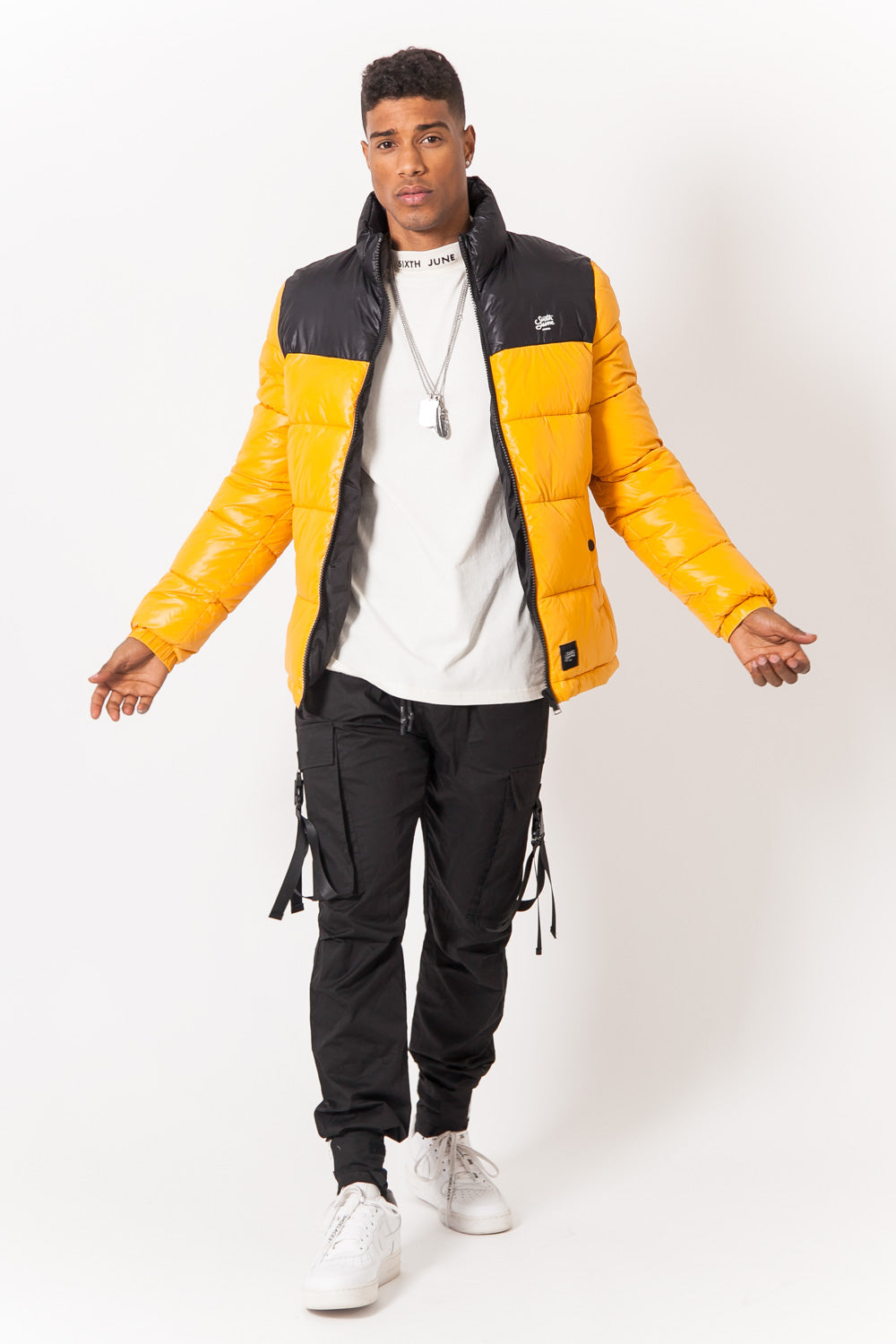 Sixth June - Doudoune brillant bicolore jaune noir