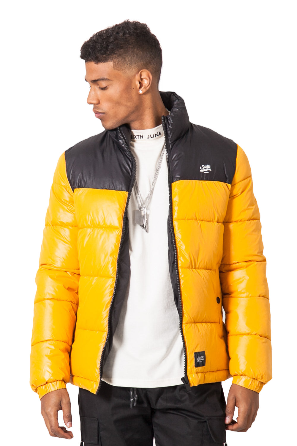 Sixth June - Doudoune brillant bicolore jaune noir