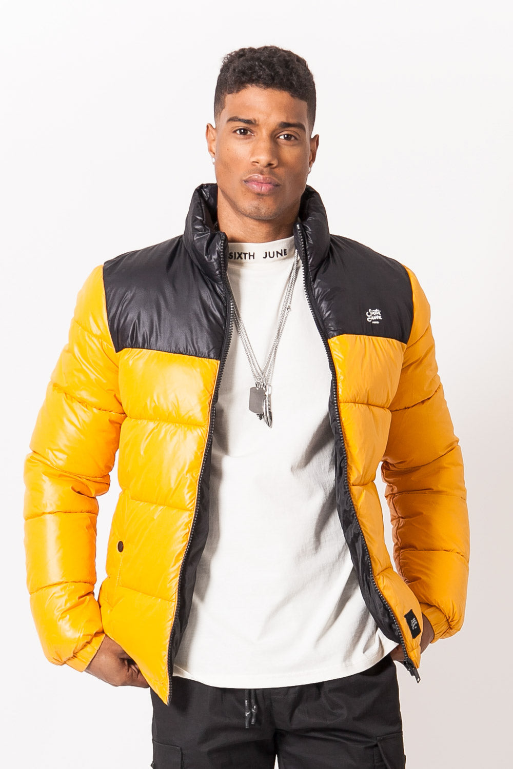 Sixth June - Doudoune brillant bicolore jaune noir