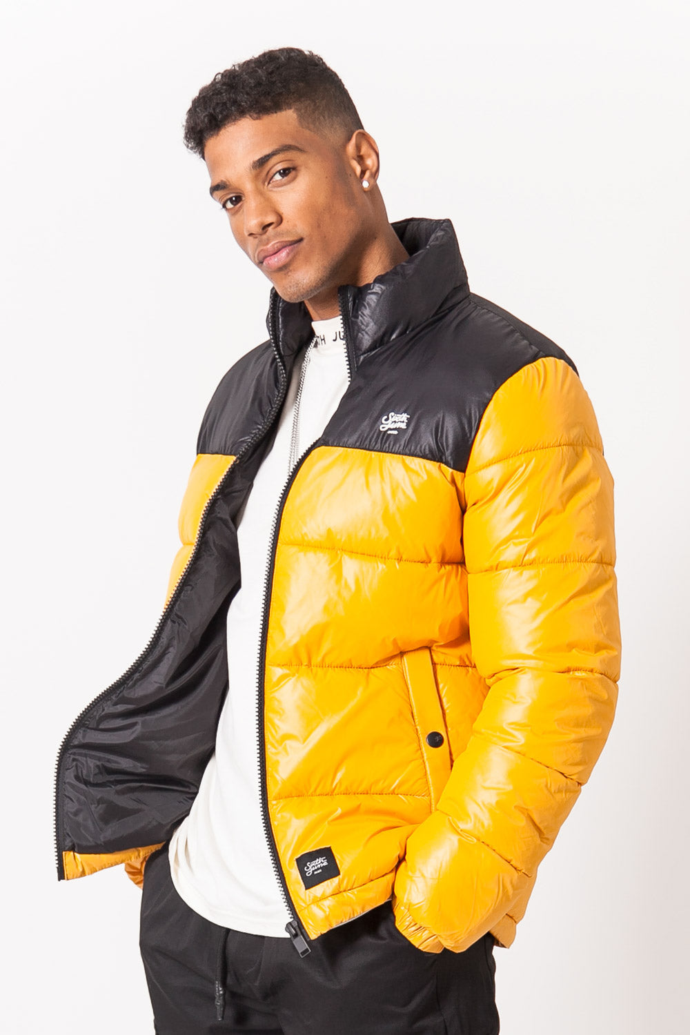Sixth June - Doudoune brillant bicolore jaune noir