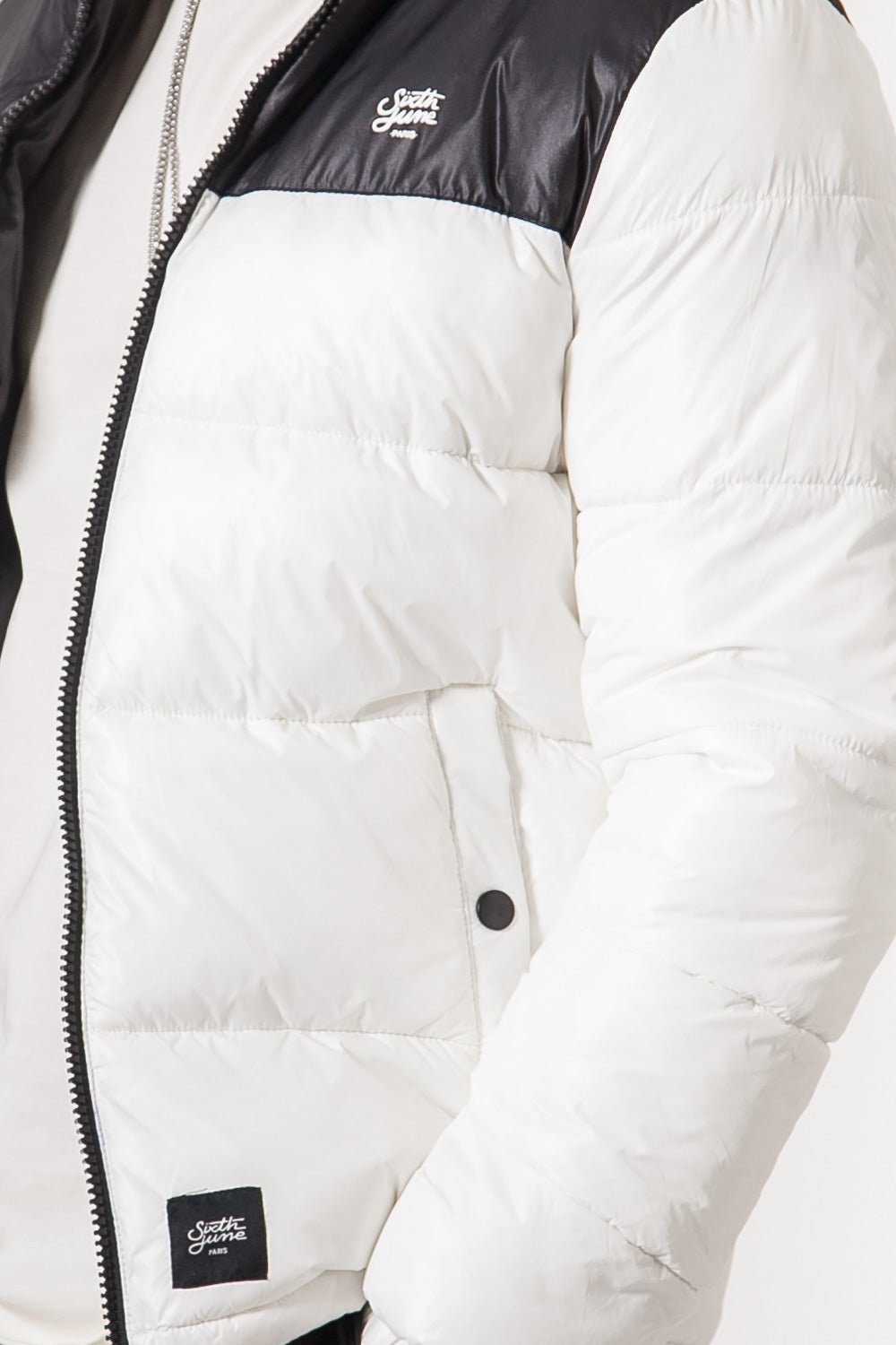 Sixth June - Doudoune vinyle brillant bicolore blanc noir
