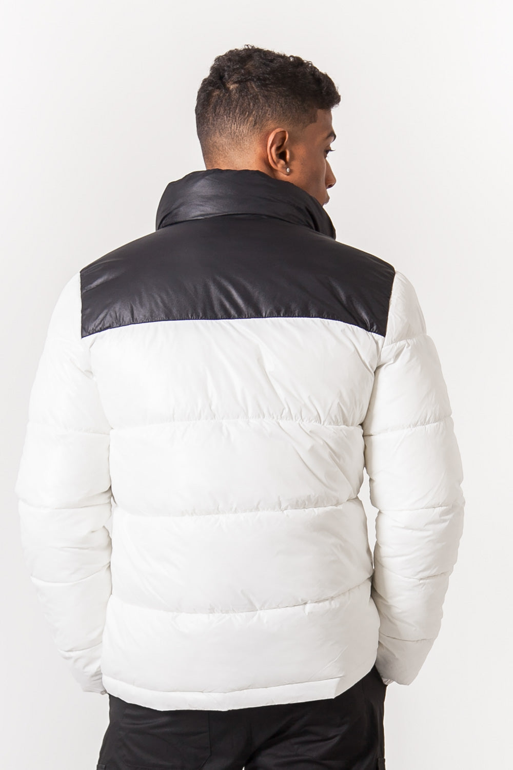 Sixth June - Doudoune vinyle brillant bicolore blanc noir