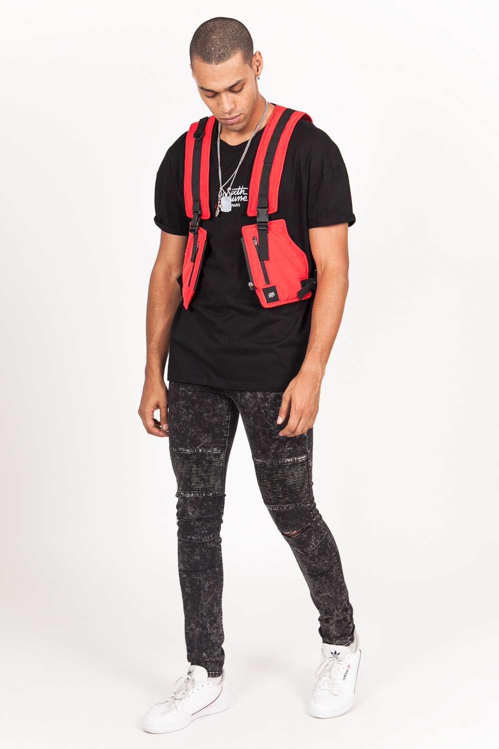 Light Short Tactical Vest Red Black