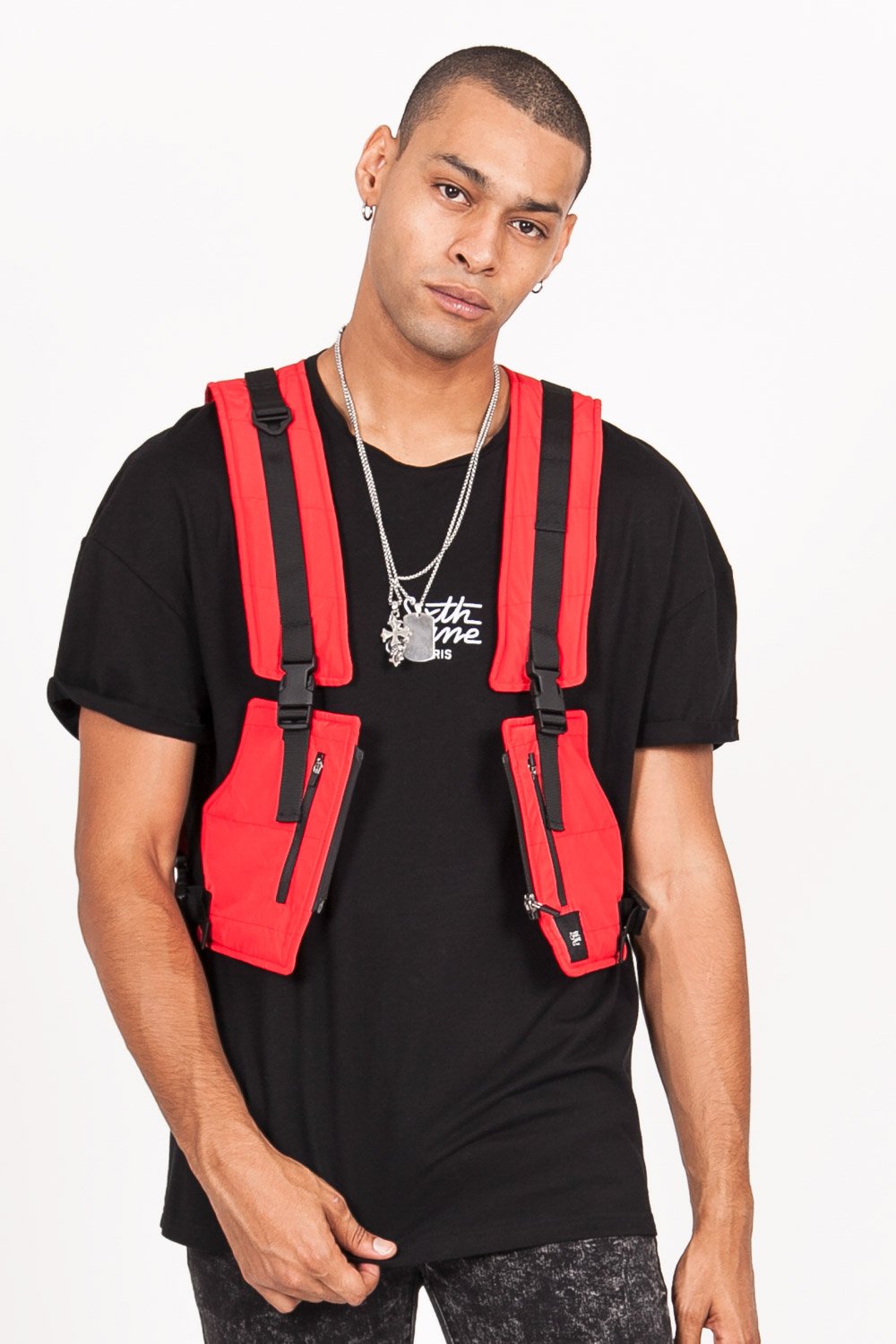 Light Short Tactical Vest Red Black